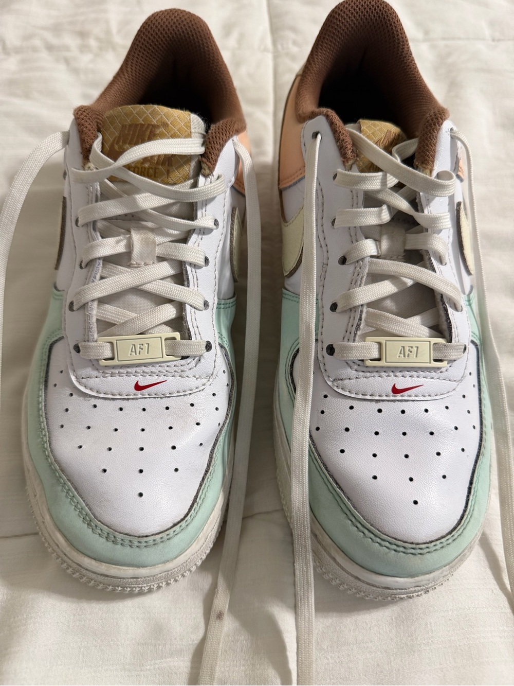 Nike Air Force 1 Low Top Leather Lace-Up Colorblock 4.5Y DX3727-100